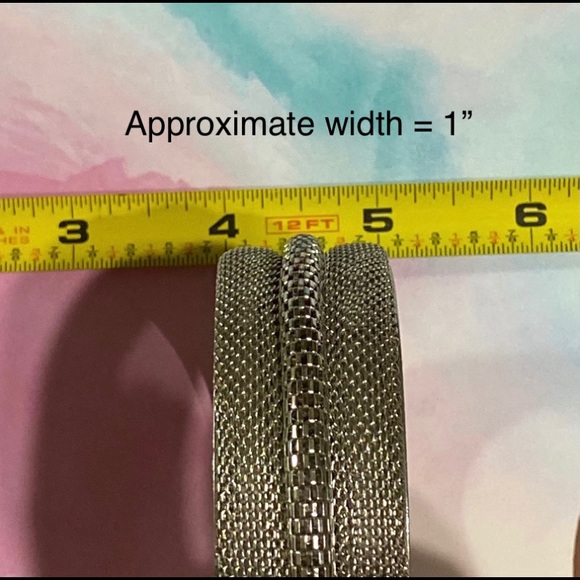 1990s Biker / Steampunk / Gothic Stainless Steel Mesh Metal Bangle Bracelet - Picture 6 of 8